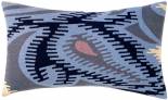 Judy Ross Textiles Hand-Embroidered Chain Stitch Paisley 14x24 Throw Pillow cornflower/navy/slate/oyster/lilac